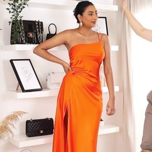 Sexy Orange Zara Satin Dress